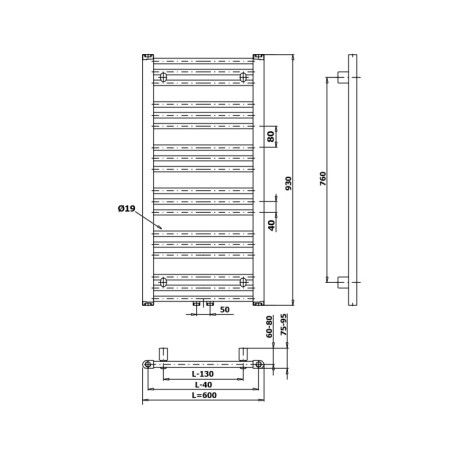 Bruckner ALBRECHT grzejnik 600x930 mm podłączenie środkowe biały 600.116.4