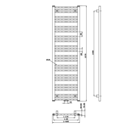 Bruckner ALBRECHT grzejnik 600x1570 mm podłączenie środkowe biały 600.118.4