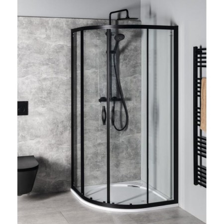 Gelco SIGMA SIMPLY BLACK kabina prysznicowa półokrągła 800x800mm R550 szkło czyste GS5580B