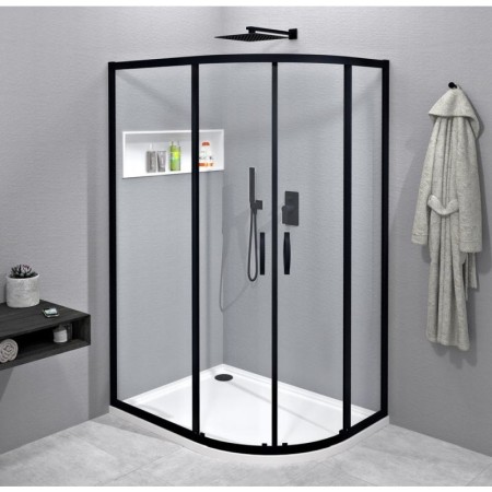 Gelco SIGMA SIMPLY BLACK kabina prysznicowa półokrągła 1200x900mm R550 L/R szkło czyste GS1290B