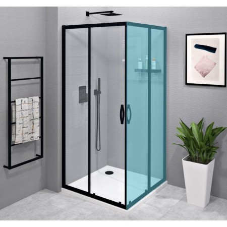 Gelco SIGMA SIMPLY BLACK drzwi prysznicowe przesuwne wejście z rogu 800 mm szkło czyste GS2180B