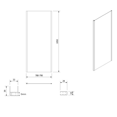 Aqualine AMADEO kabina prysznicowa 1200x800mm wariant L/P szkło Brick BTS120BTP80