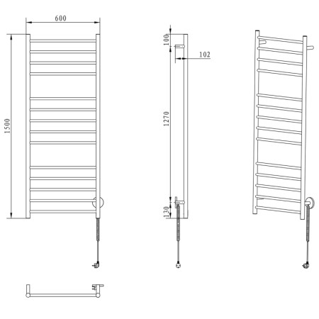 Sapho REDONDO elektryczna suszarka na ręczniki okrągła 600x1500 mm 130 W stal nierdzewna polerowana ER250V