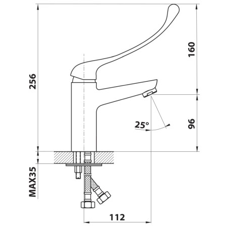 Bruckner SCHMITZ bateria umywalkowa bez odpływu dźwignia medyczna chrom 863.004.1
