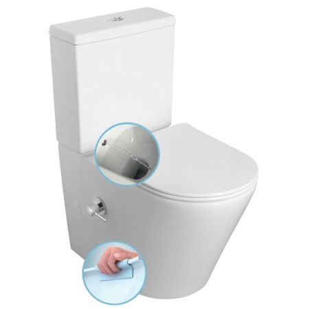 Sapho PACO CLEANWASH kompakt WC ze zintegrowaną baterią i prysznicem bidetowym odpływ poziomy/pionowy biały PC1012RX