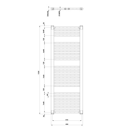 Aqualine DIRECT grzejnik łazienkowy 450x1320 mm biały ILR34T