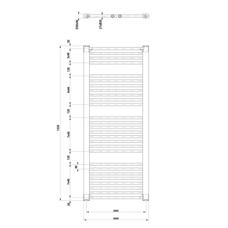 Aqualine DIRECT grzejnik łazienkowy 600x1320 mm biały ILR36T