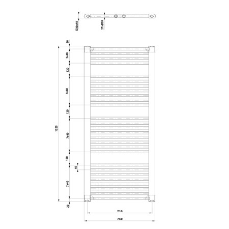 Aqualine DIRECT grzejnik łazienkowy 750x1320 mm biały ILR37T