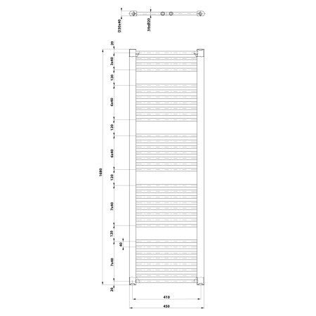 Aqualine DIRECT grzejnik łazienkowy 450x1680 mm biały ILR64T