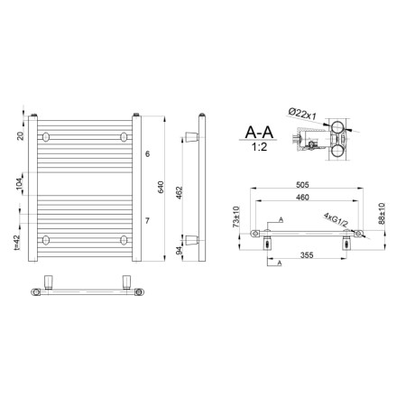 Aqualine DIRECT grzejnik łazienkowy 500x640 mm biały ILR65T