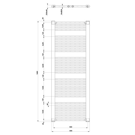Aqualine DIRECT grzejnik łazienkowy 600x1680 mm biały ILR66T
