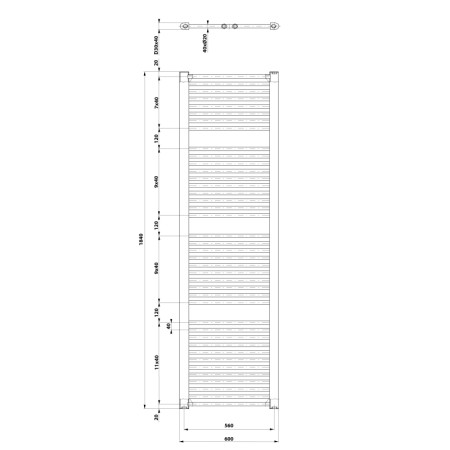 Aqualine DIRECT grzejnik łazienkowy 600x1850 mm biały ILR86T