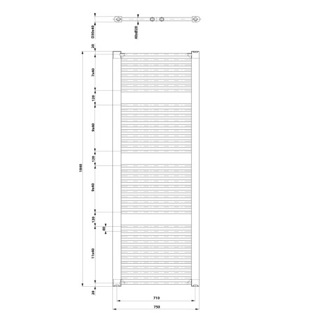 Aqualine DIRECT grzejnik łazienkowy 750x1850 mm biały ILR87T