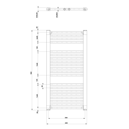 Aqualine DIRECT grzejnik łazienkowy 600x960 mm biały ILR96T
