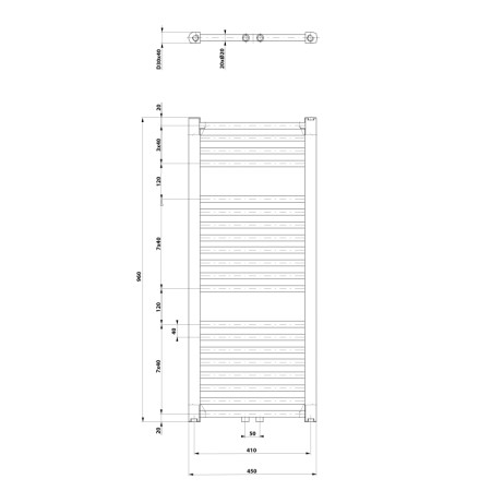 Aqualine DIRECT grzejnik łazienkowy 450x960 mm podłączenie środkowe biały ELM94T