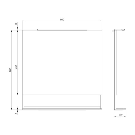 Sapho ERUPTA lustro z półką i LED oświetleniem 80x80cm czarny mat ERU335