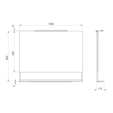Sapho ERUPTA lustro z półką i LED oświetleniem 100x80cm czarny mat ERU340