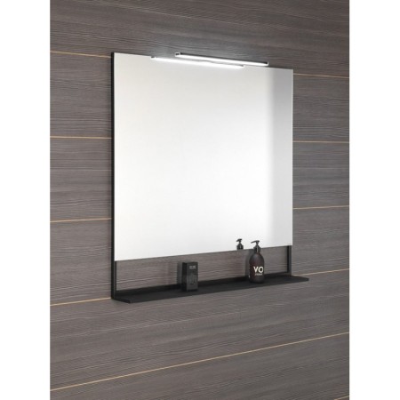 Sapho ERUPTA lustro z półką i LED oświetleniem 100x80cm czarny mat ERU340