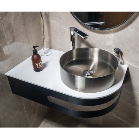 Sapho PULSE zestaw konsola blat 755x455mm umywalka stal nierdzewna mat lewy BM750-0101-01