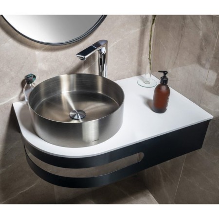 Sapho PULSE zestaw konsola blat 755x455mm umywalka stal nierdzewna mat prawy BM760-0101-01