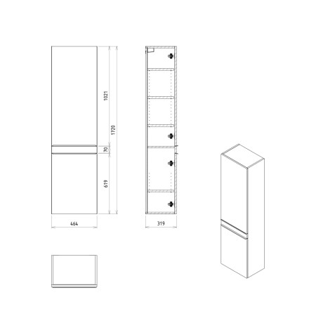 Sapho SITIA szafka wysoka 467x172x32cm 2 drzwiczki biały mat SI450-3131
