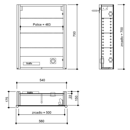 Sapho ALIX szafka z lustrem oświetlenie LED 56x70x17.5cm lewa/prawa dąb Alabama AX156-0022