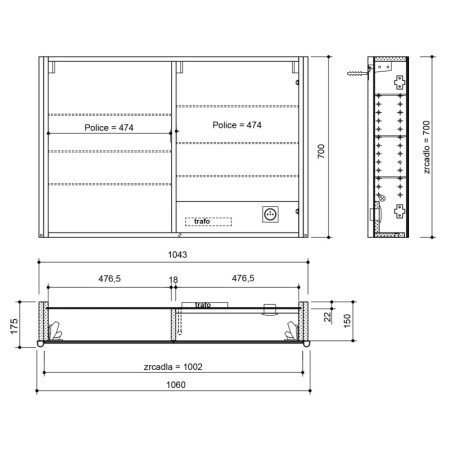Sapho ALIX szafka z lustrem oświetlenie LED 106x70x17.5cm dąb Alabama AX106-0022