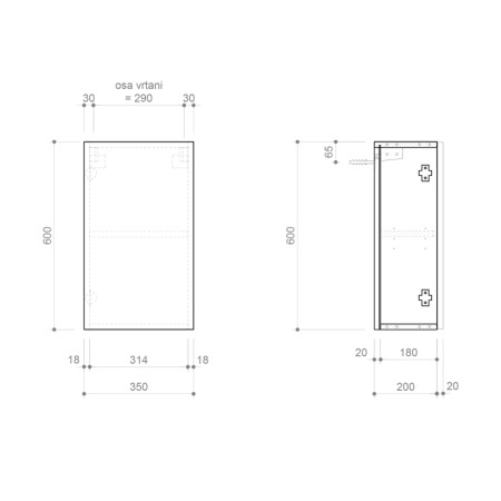 Sapho ESPACE szafka 35x60x22cm 1 drzwi lewa/prawa dąb Alabama ESC430-2222