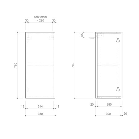 Sapho ESPACE szafka 35x78x32cm 1 drzwi lewa/prawa dąb Alabama ESC630-2222