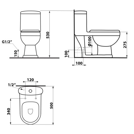 Aqualine PETIT kompakt WC dla dzieci odpływ pionowy/poziomy biały PT520