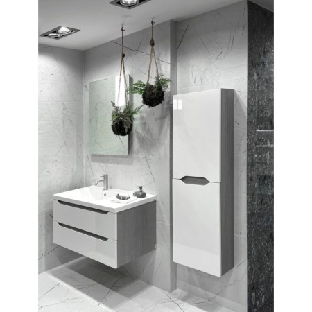 Sapho WAVE szafka umywalkowa 897x45x478cm lewa biała/dąb Alabama WA092-3022