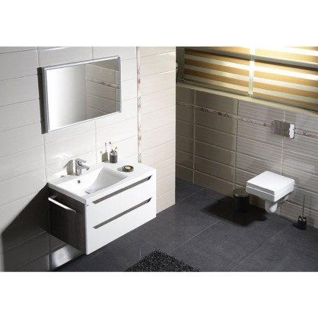 Sapho WAVE szafka umywalkowa 897x45x478cm lewa biała/dąb Alabama WA092-3022