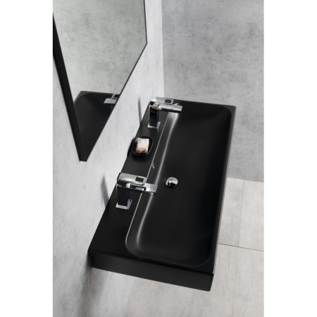 Sapho TORIDI umywalka ceramiczna 101x46.5cm 2 otwory na baterię czarny mat TU0222B