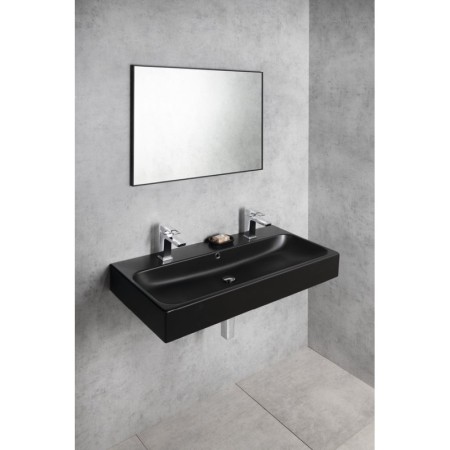 Sapho TORIDI umywalka ceramiczna 101x46.5cm 2 otwory na baterię czarny mat TU0222B