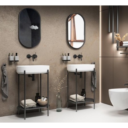 Sapho PUNO konsola z umywalką 550x860x360mm czarny SKA570-2-01