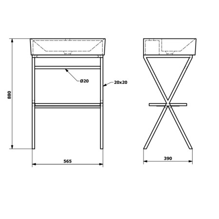 Sapho FERRO konsola z umywalką 600x880x420mm SKA560-1-01