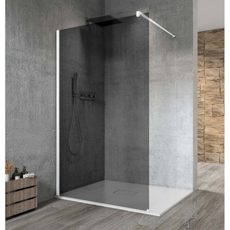Gelco VARIO WHITE jednoczęściowa kabina przysznicowa Walk-In montaż przy ścianie szkło dymione 1100 mm GX1311GX1015