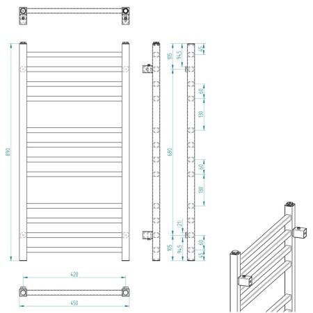 Sapho METRO grzejnik łazienkowy 450x890 mm czarny mat IR400TB