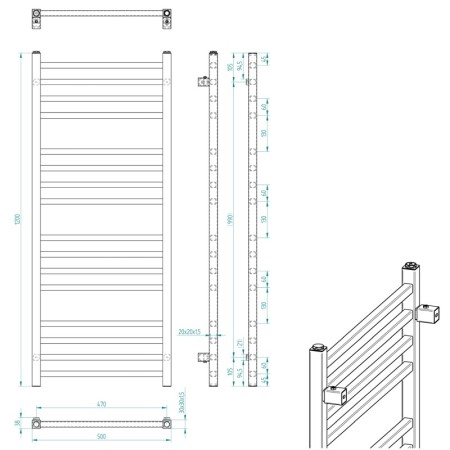 Sapho METRO grzejnik łazienkowy 500x1200 mm czarny mat IR410TB