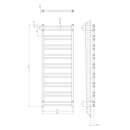 Sapho METRO DOS grzejnik łazienkowy 550x1430 mm czarny mat IR430TB
