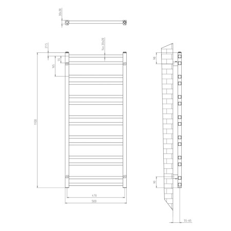 Sapho METRO DOS grzejnik łazienkowy 500x1100 mm czarny mat IR432TB