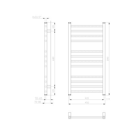 Sapho METRO grzejnik łazienkowy 450x890 mm biała IR400T