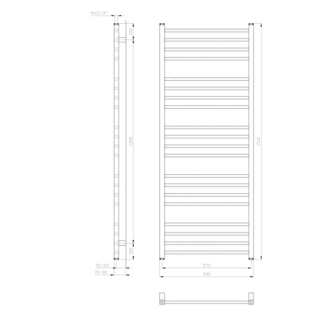 Sapho METRO grzejnik łazienkowy 600x1510 mm biały IR420T