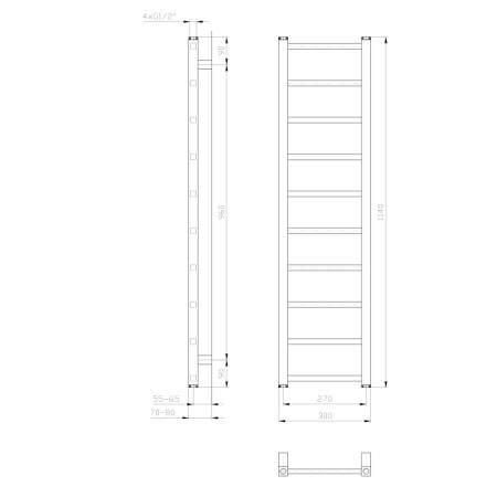 Sapho METRO LIGHT grzejnik łazienkowy 300x1140 mm biały IR444T