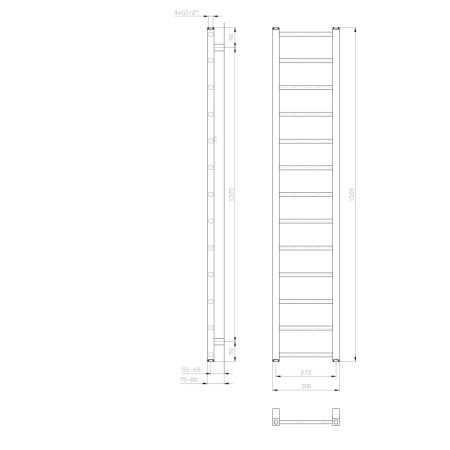 Sapho METRO LIGHT grzejnik łazienkowy 300x1500 mm biały IR446T