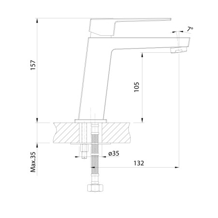 Aqualine RITMO 26 bateria umywalkowa bez odpływu chrom RT001