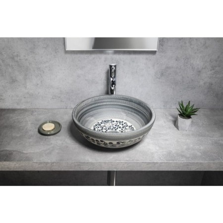 Sapho PRIORI umywalka ceramiczna nablatowa ? 41 cm niebieski ze wzorem PI036