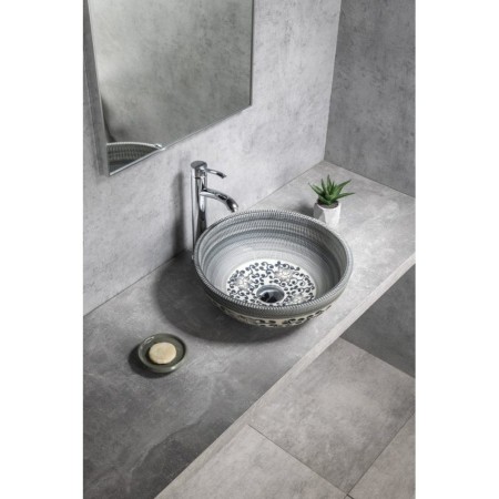 Sapho PRIORI umywalka ceramiczna nablatowa ? 41 cm niebieski ze wzorem PI036