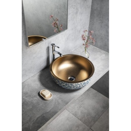 Sapho PRIORI umywalka ceramiczna nablatowa ? 41 cm miedź/niebieski ze wzorem PI037
