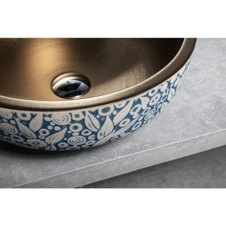 Sapho PRIORI umywalka ceramiczna nablatowa ? 41 cm miedź/niebieski ze wzorem PI037